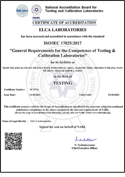 Nabl Accredited Material Testing Laboratory Elca Labs